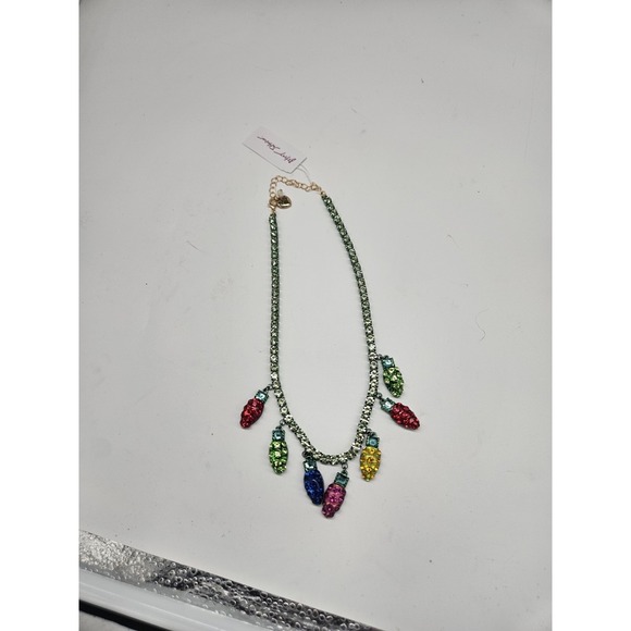 Betsey Johnson Jewelry - NWT Betsey Johnson Christmas Bulbs Lights Green Border Statement Necklace